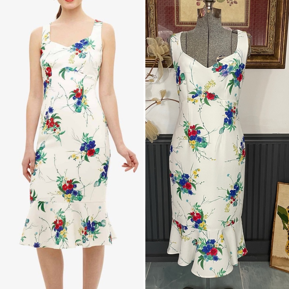 NWT Phase Eight Bethania Floral Dress Ivory w Colorful Flower Print US 6 🧡🎀
